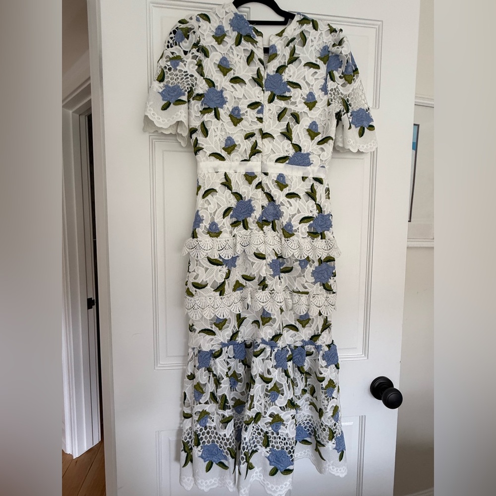 Just Me White and Blue Lace Dress